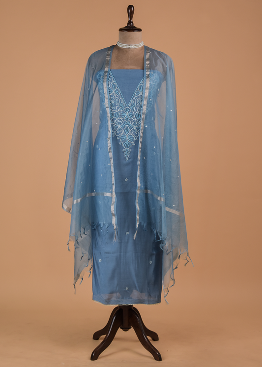 Blue Cotton Dress Material | Greenways Delhi