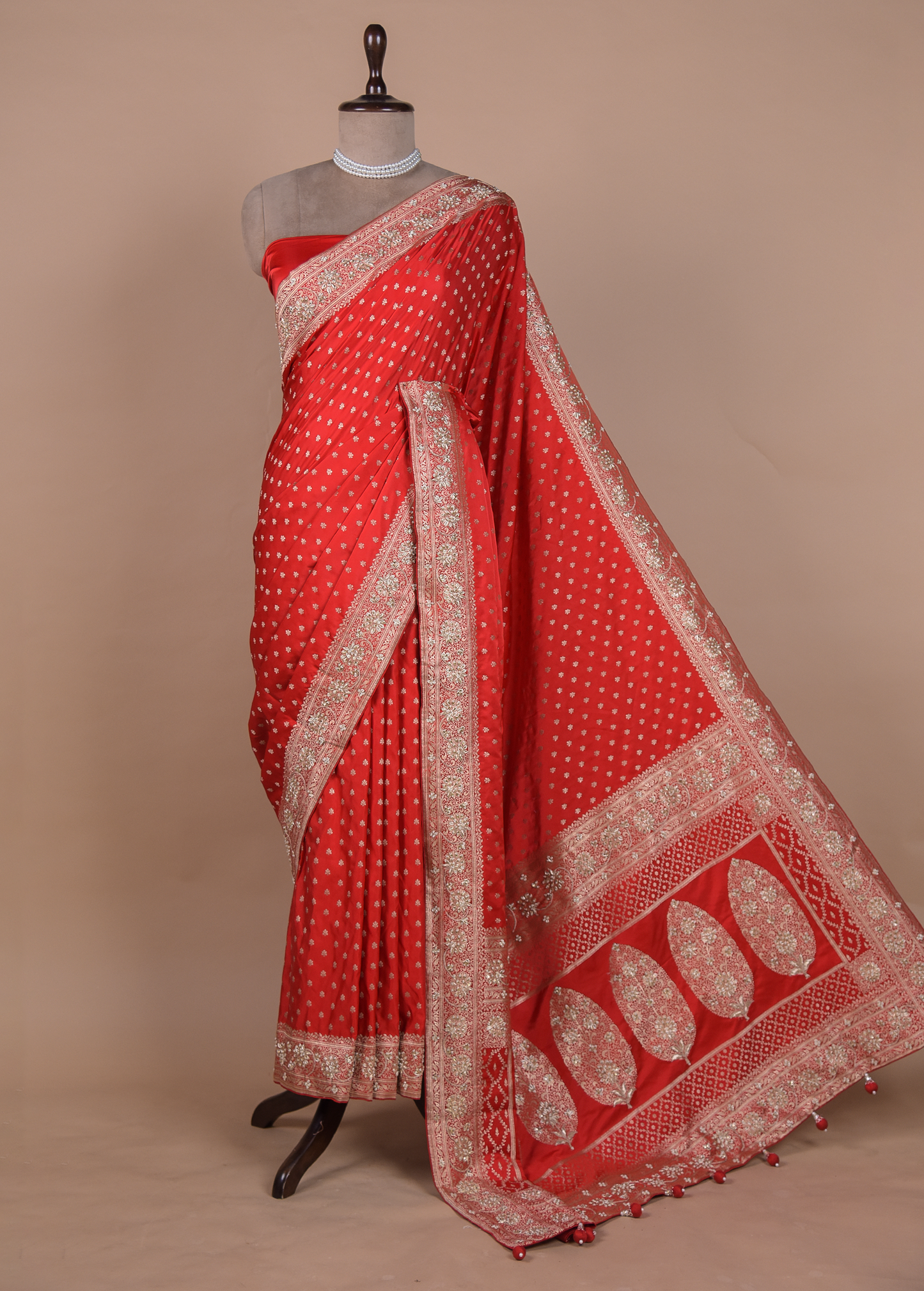 Red Crepe Silk Banarasi Saree