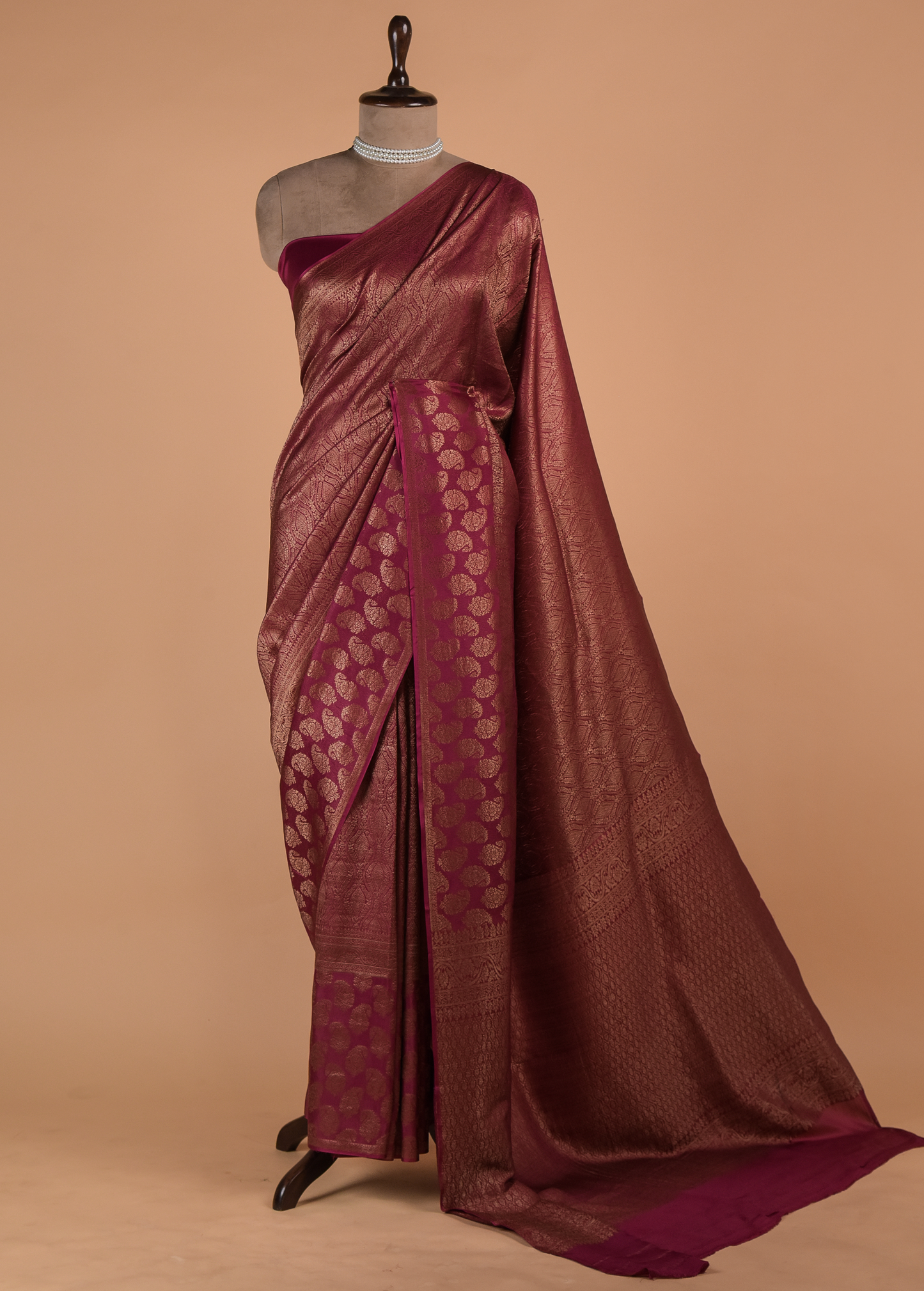 Pink Crepe Banarasi Saree