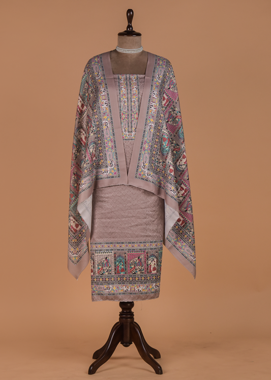 Grey Pashmina Dress Material