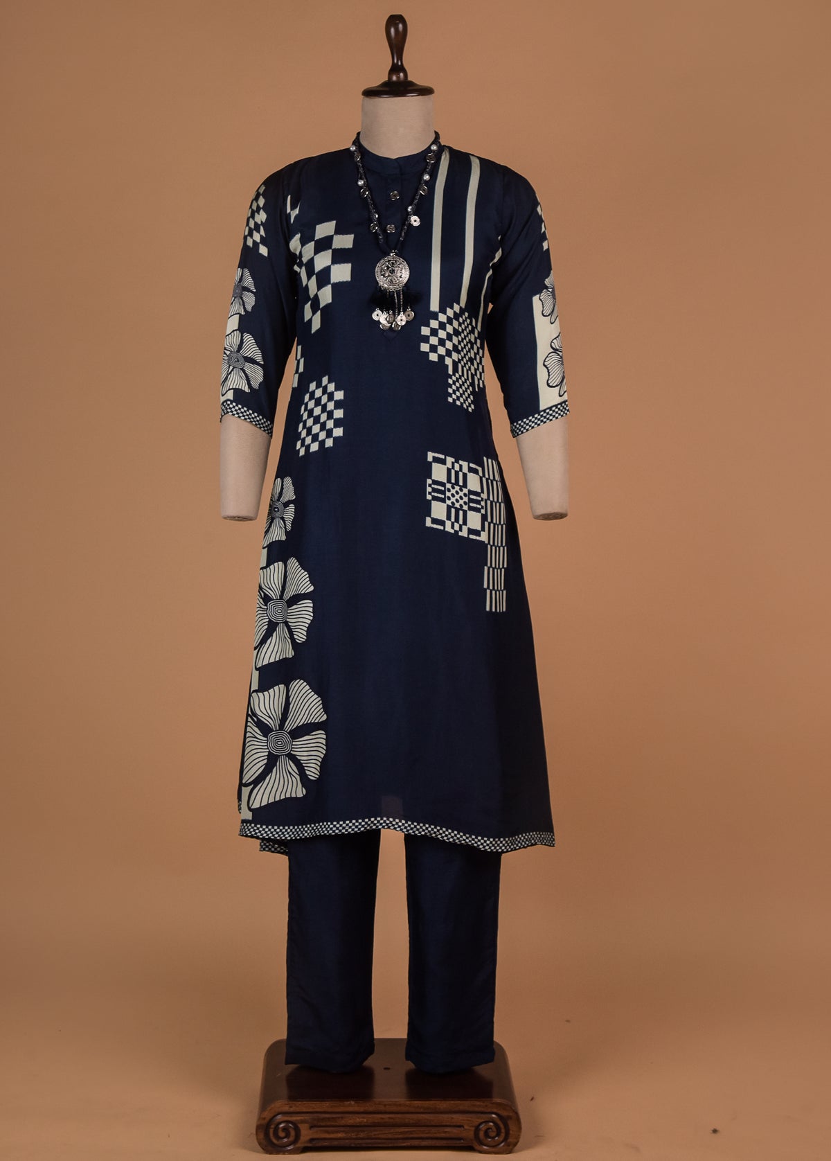 Blue Crepe Coord Set