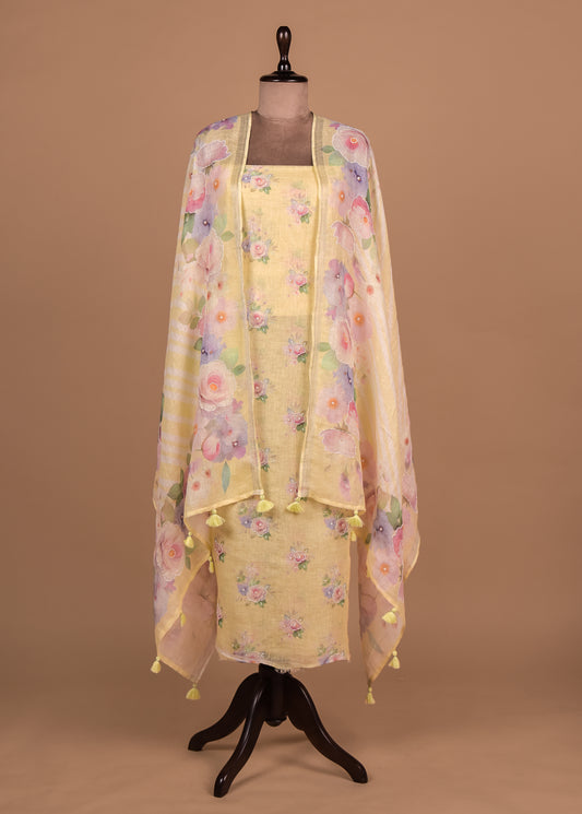 Yellow Linen Dress Material