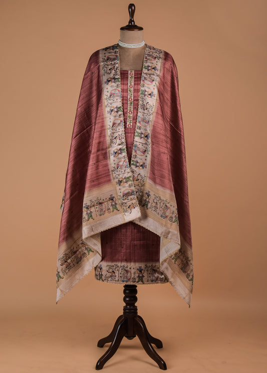 Pink Tussar Dress Material