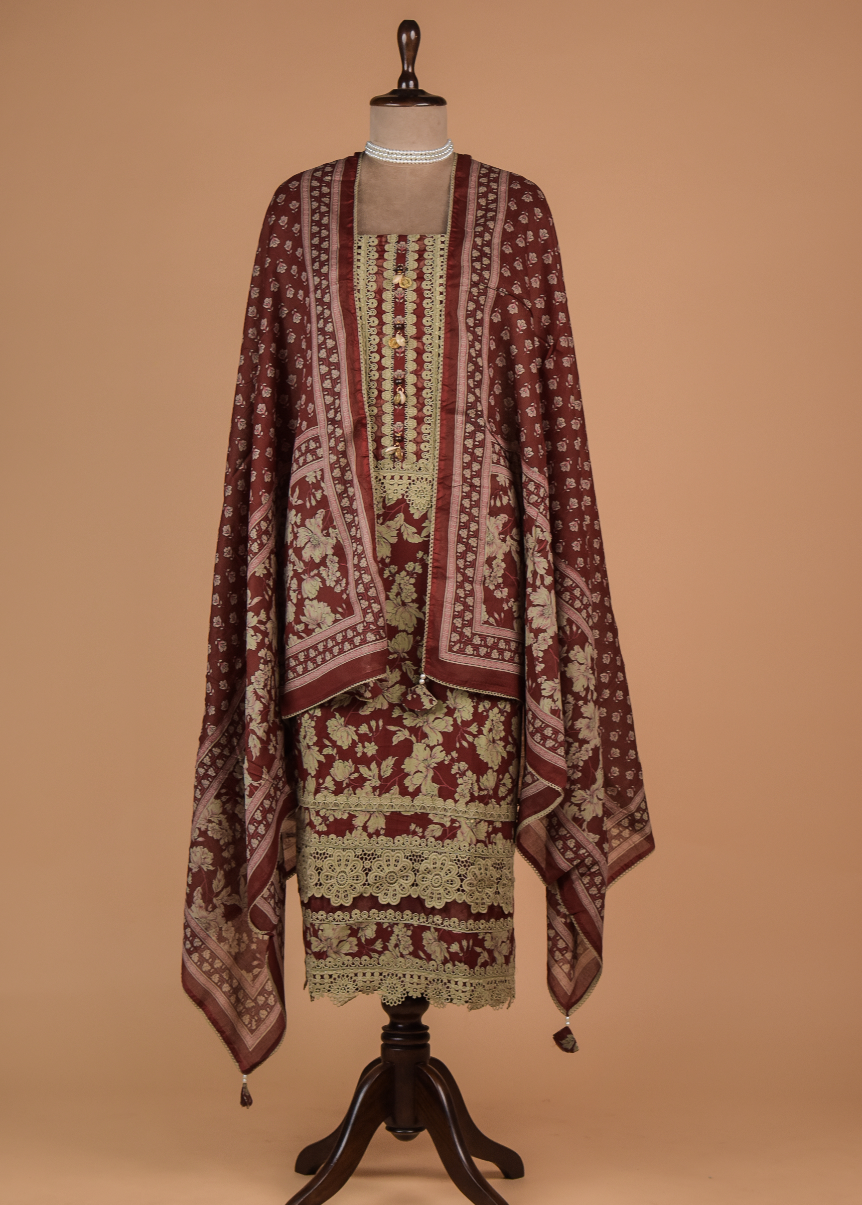Red Cotton Dress Material