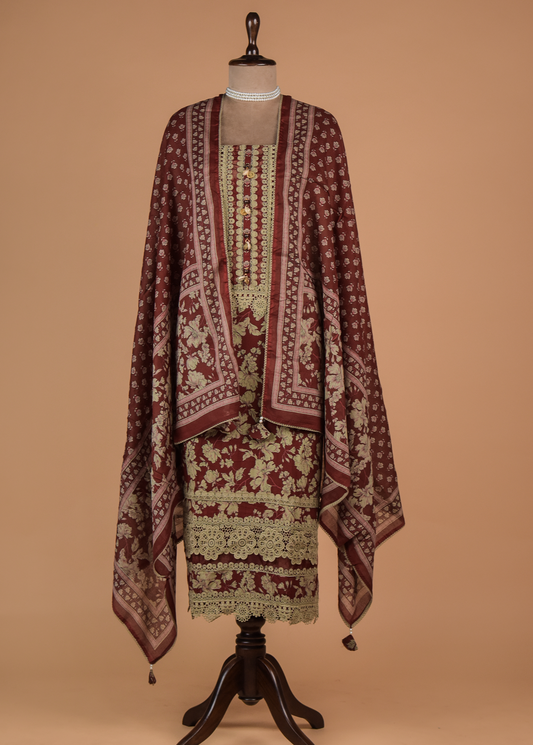 Red Cotton Dress Material