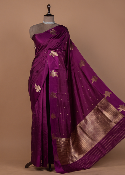 Purple Silk Banarasi Saree