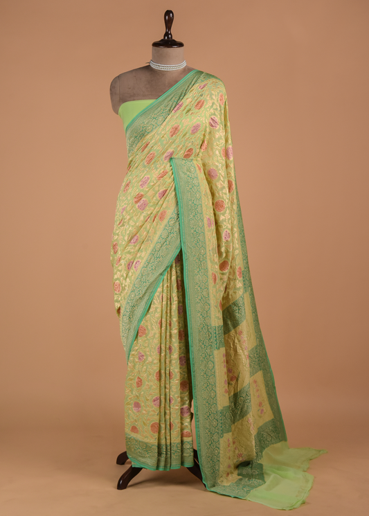 Green Georgette Banarasi Saree