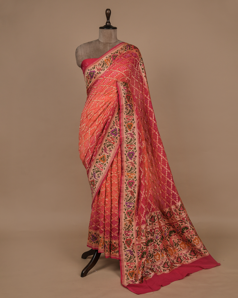 Red Georgette Bandhani Saree