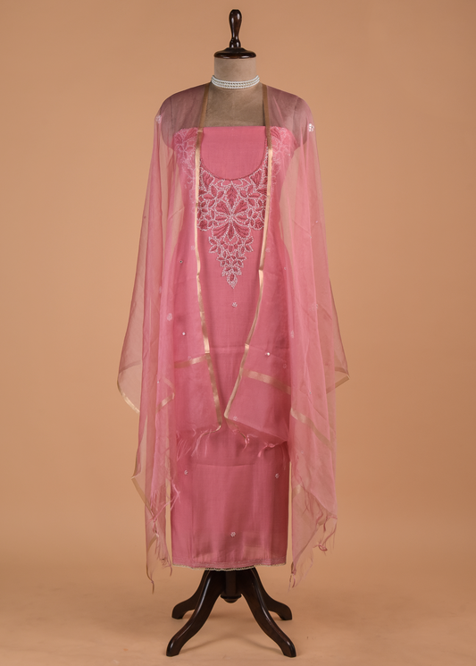 Pink Cotton Dress Material | Greenways