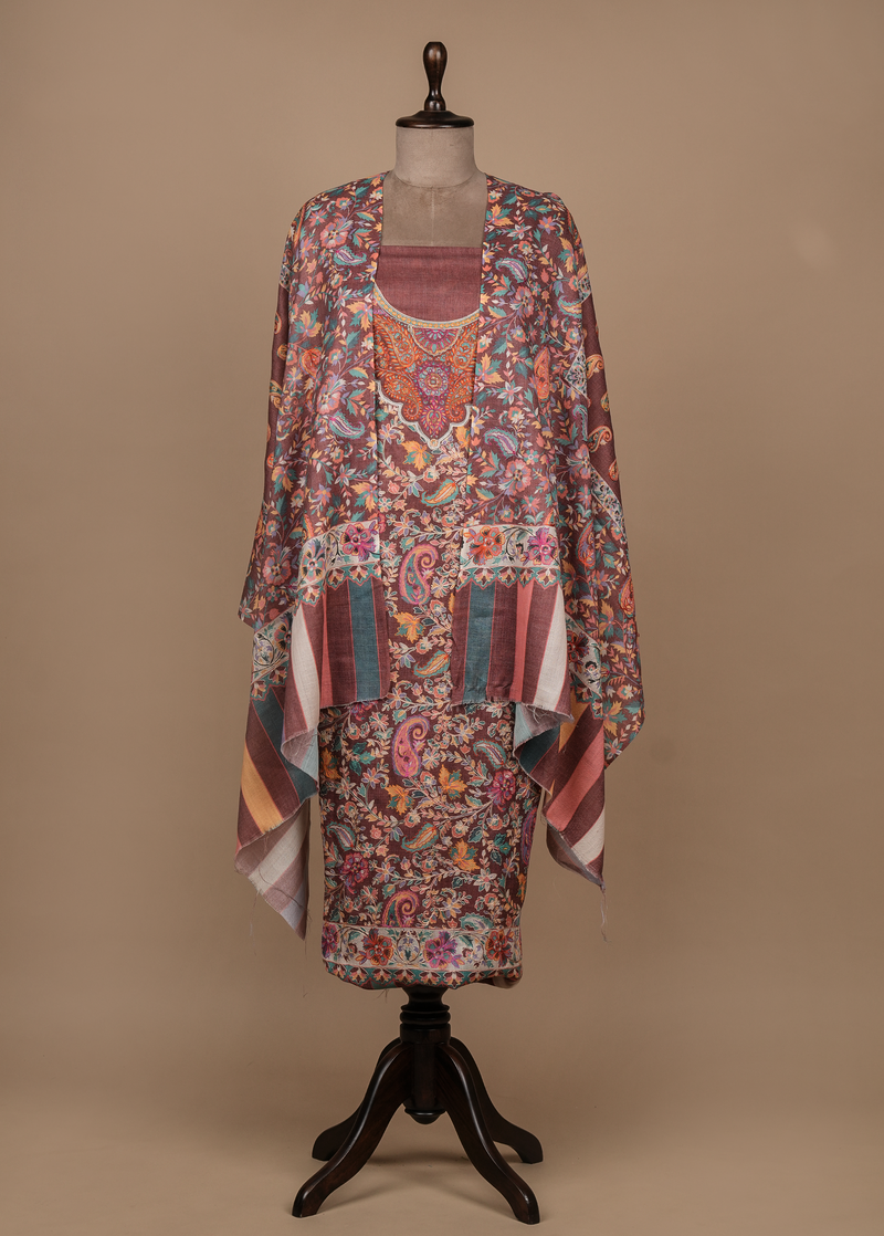 Multicoloured Pashmina Dress Material