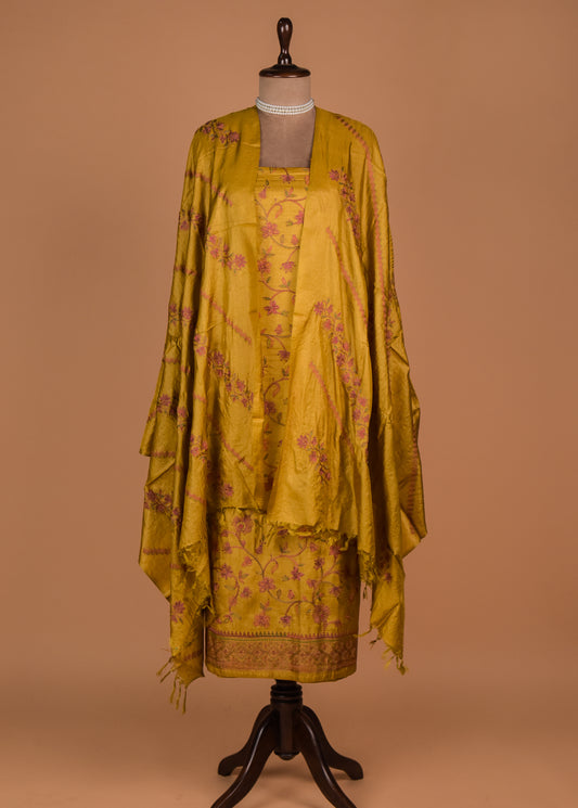 Mustard Tussar Dress Material