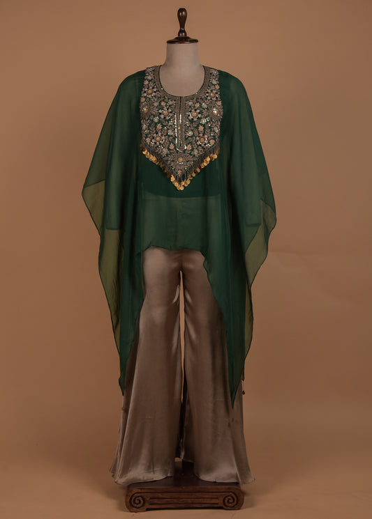 Green Organza Kaaftan Set