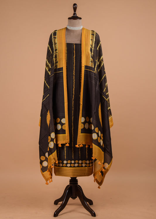 Brown Cotton Tussar Dress Material