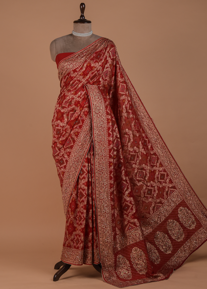 Red Georgette Banarasi Saree