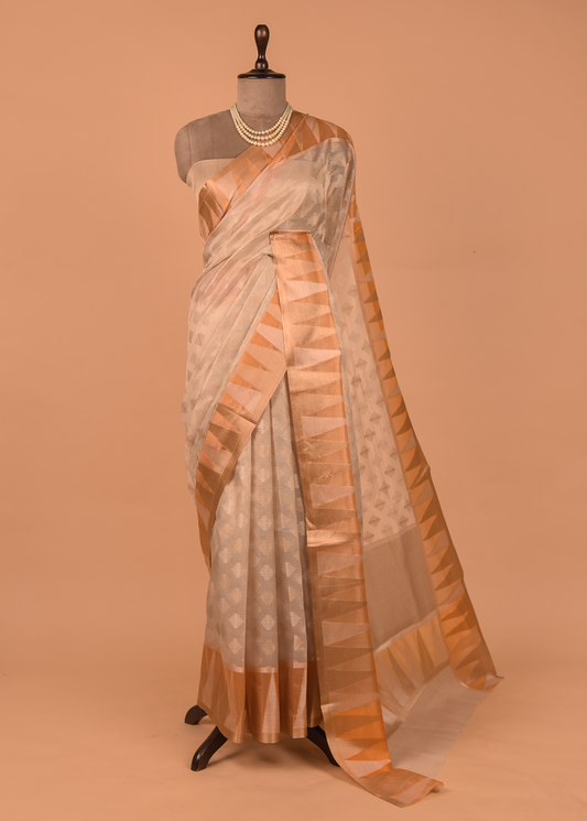 Silver Tissue Cotton Saree