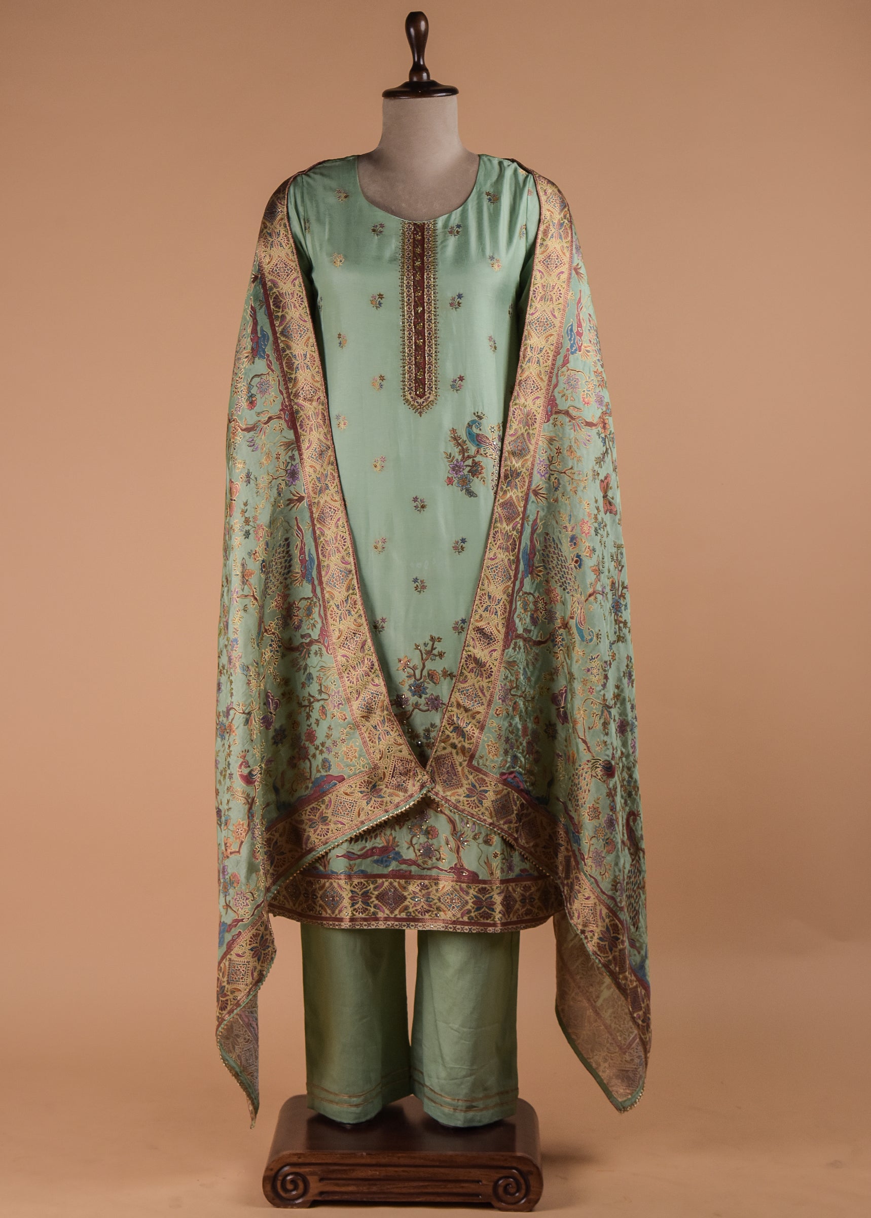 Green Moroccan Silk Straight Set