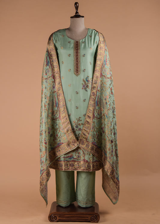 Green Moroccan Silk Straight Set