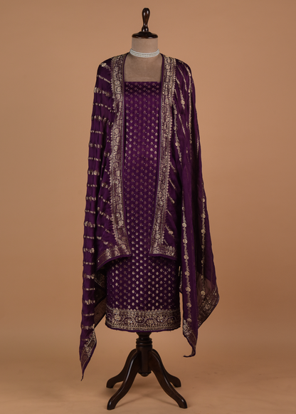Purple Dola Silk Dress Material