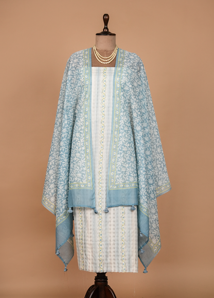 White Cotton Dress Material