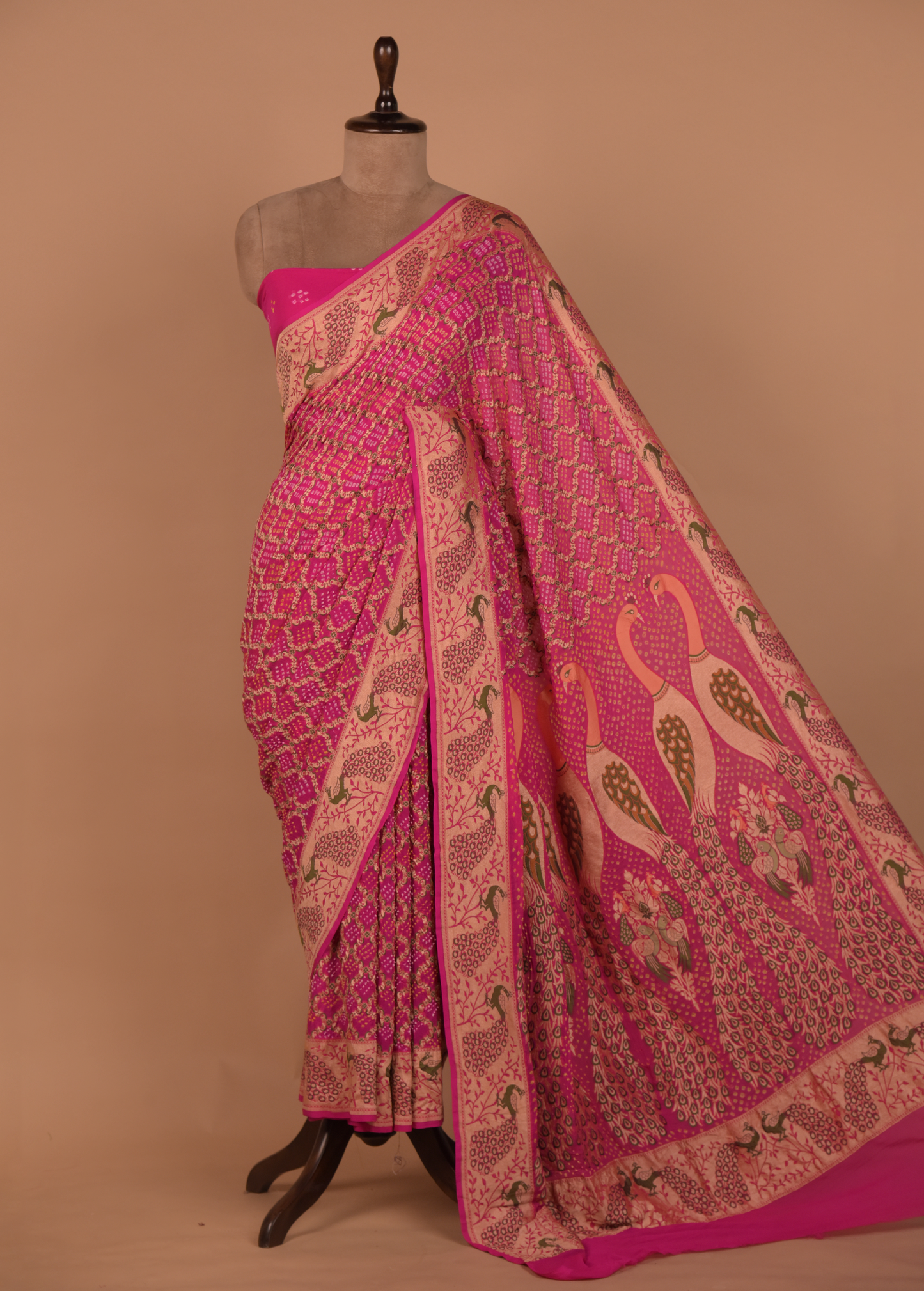 Pink Georgette Bandhani Saree