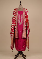 Pink Upada Silk Dress Material