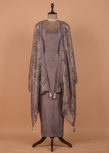 Purple Pashmina Dress Material