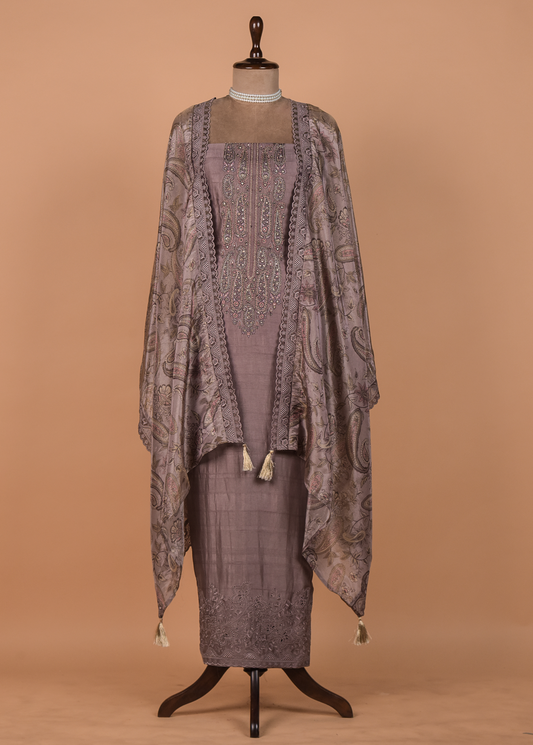 Purple Pashmina Dress Material
