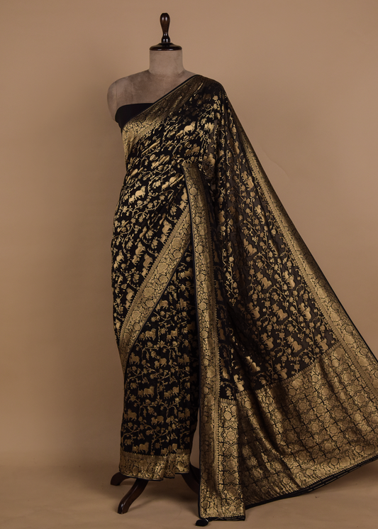 Black Georgette Banarasi Saree