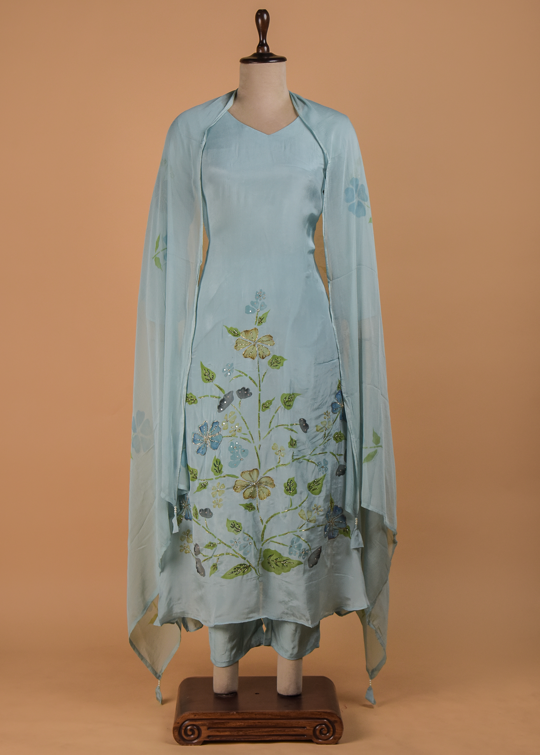 Blue Crepe Straight Set