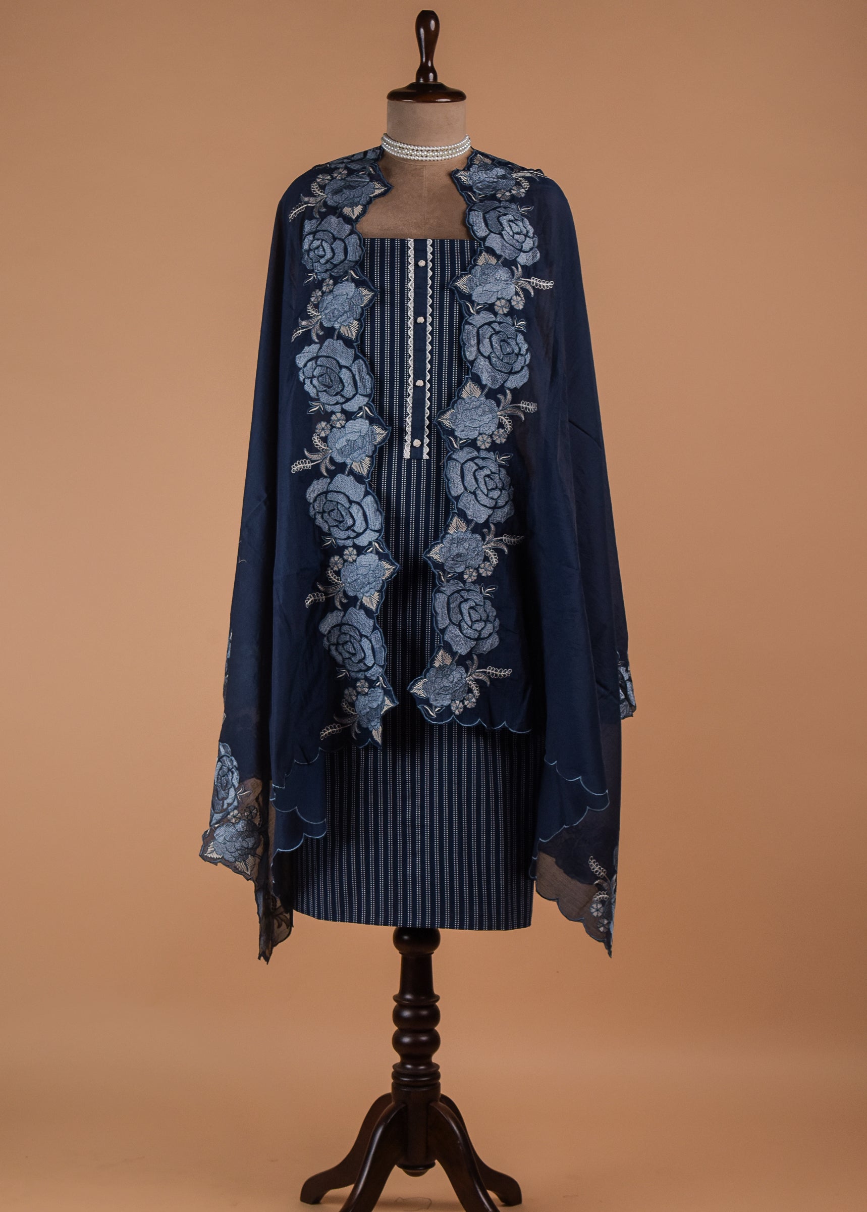 Blue Handloom Cotton Dress Material