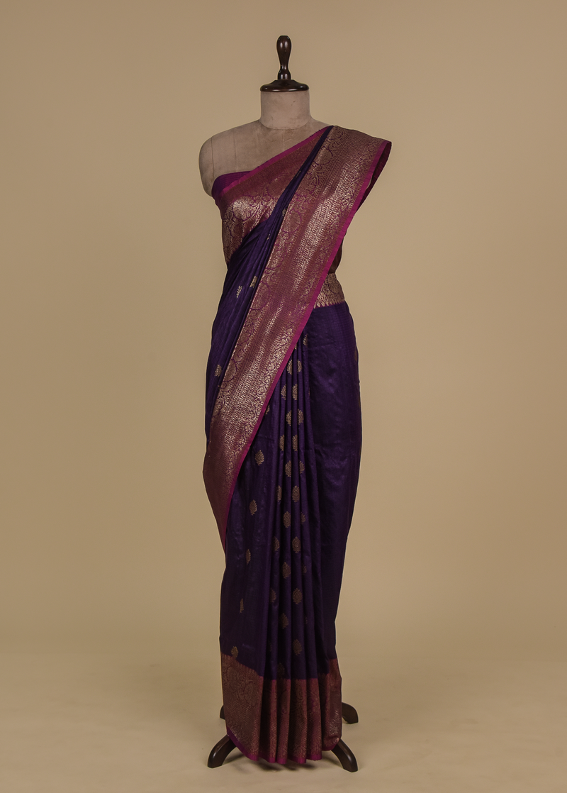 Purple Silk Banarasi Saree