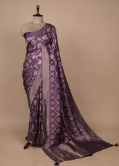 Purple Crepe Silk Banarasi Saree