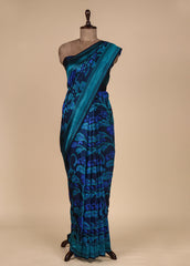 Blue Satin Silk Banarasi Saree