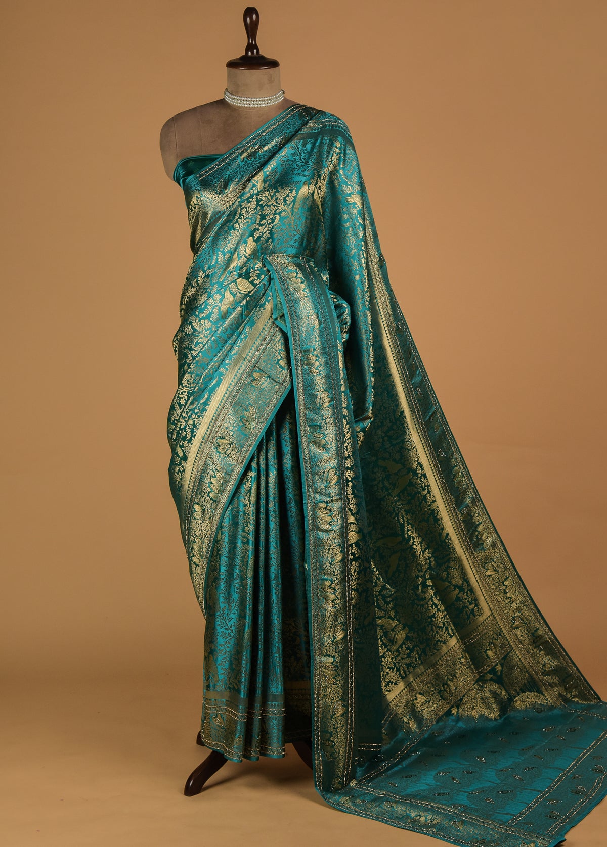 Blue Art Satin Banarasi Saree