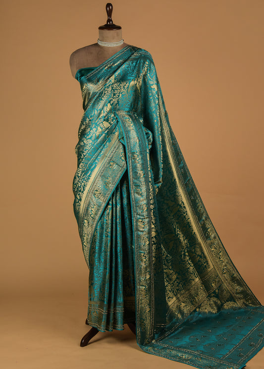 Blue Art Satin Banarasi Saree