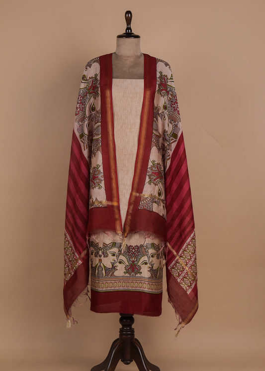 Multicoloured Chanderi Dress Material