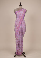 Pink Crepe Printed Saree