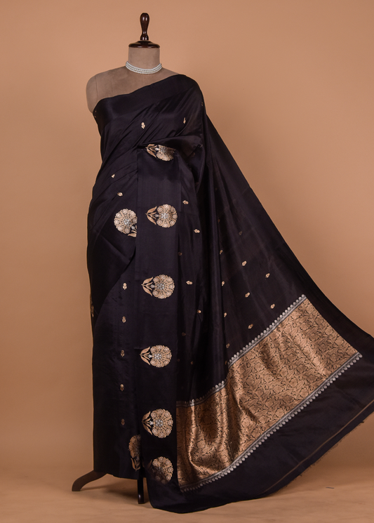 Black Silk Banarasi Saree