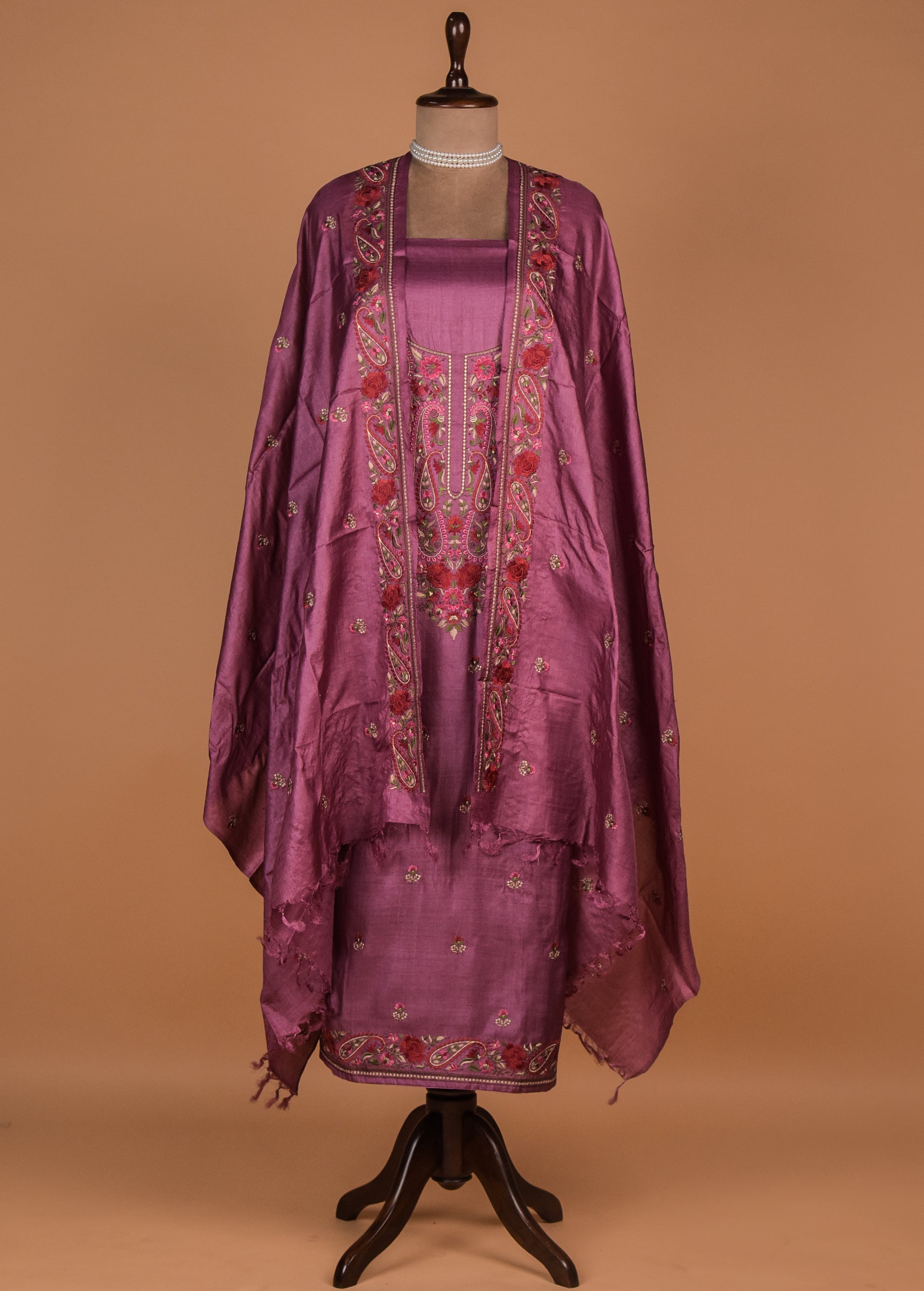 Pink Tussar Dress Material