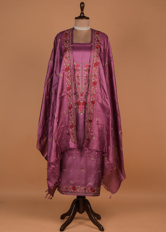 Pink Tussar Dress Material
