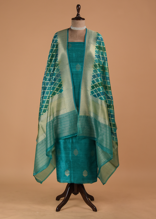 Green Silk Dress Material | Greenways