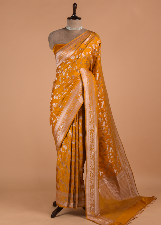 Yellow Art Silk Banarasi Saree