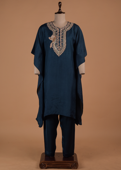 Blue Crepe Silk Coord Set