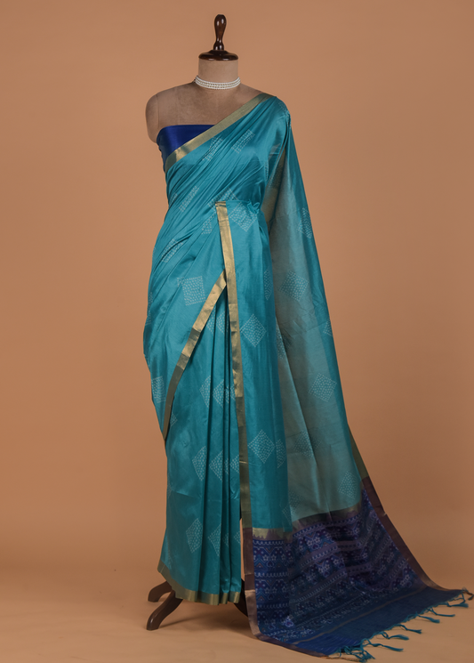 Blue Art Tussar Patola Saree