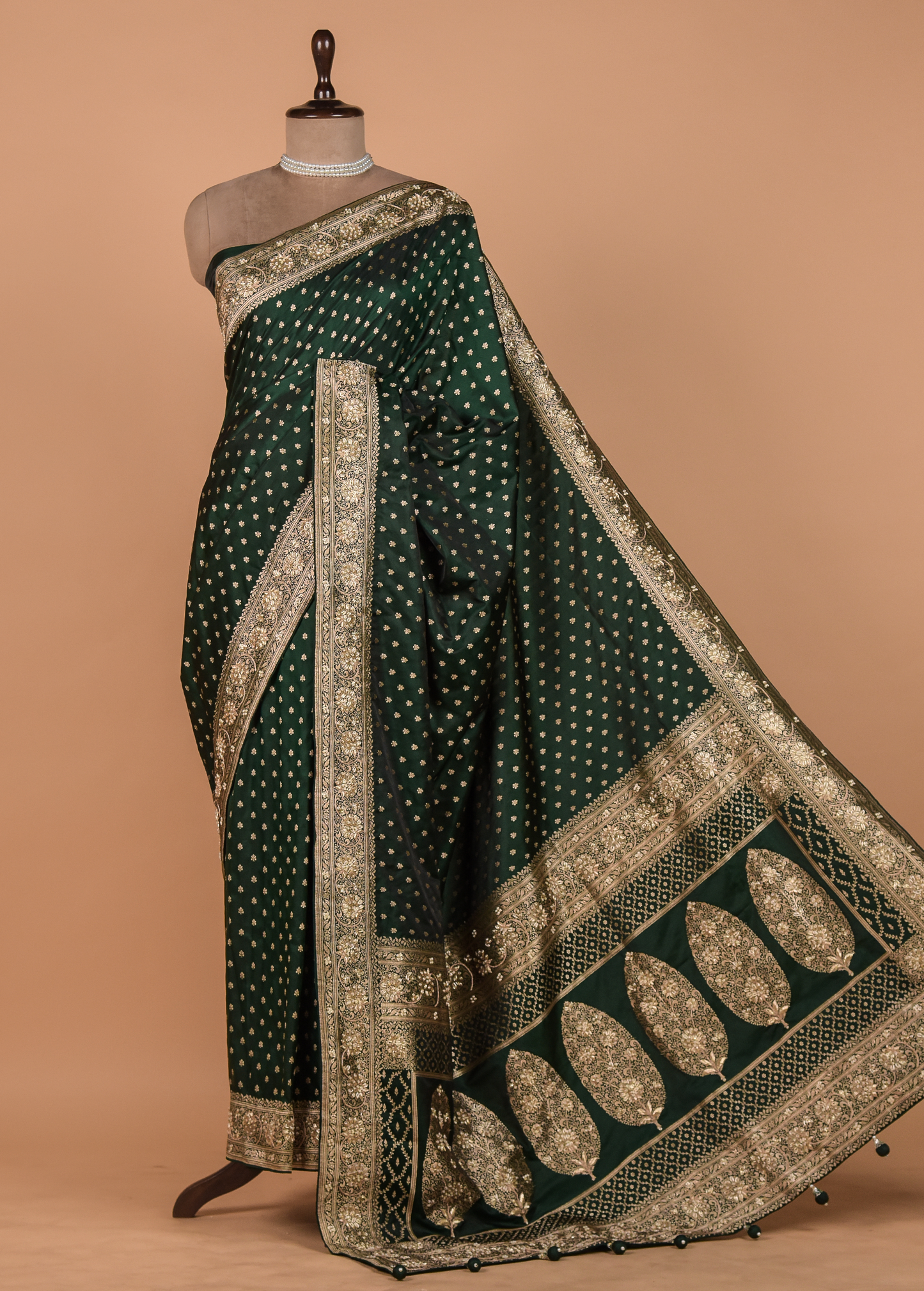 Green Crepe Silk Banarasi Saree