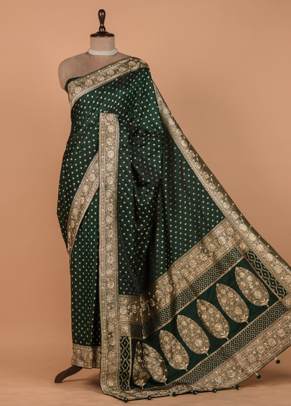 Green Crepe Silk Banarasi Saree