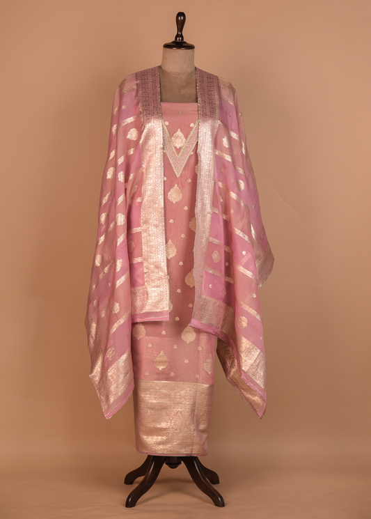Pink Tissue Dress Material