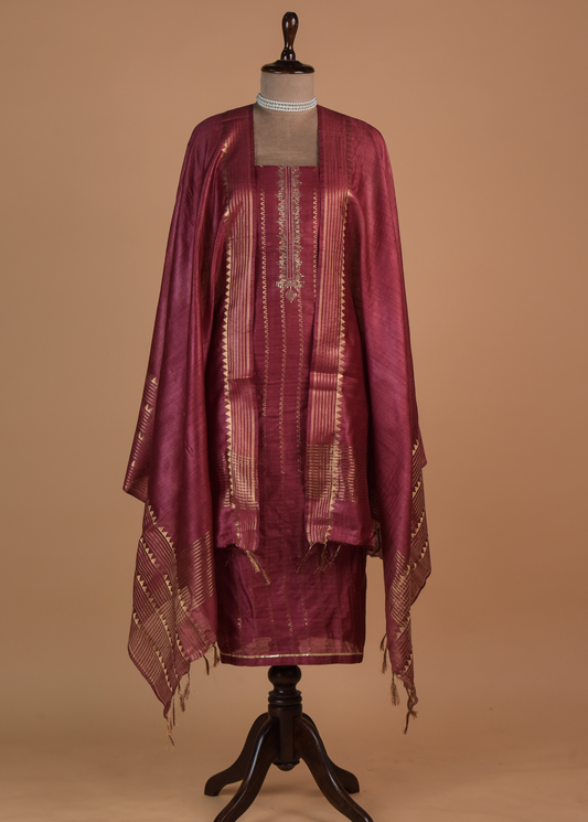 Pink Tussar Dress Material
