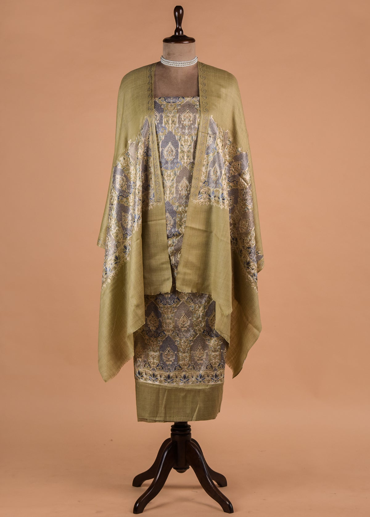 Green Pashmina Dress Material