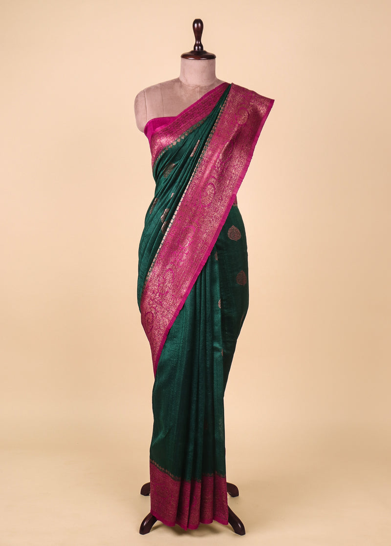 Green Tussar Banarasi Saree